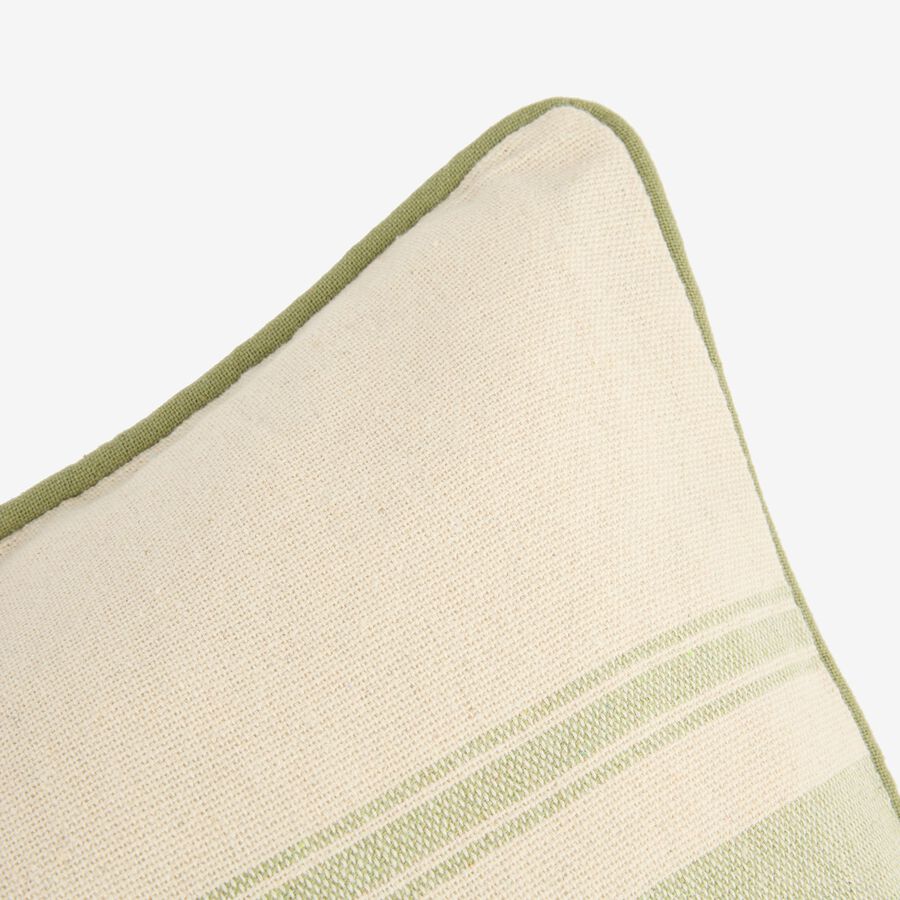 Funda de cojín beige con rayas verdes Niza 30x45cm