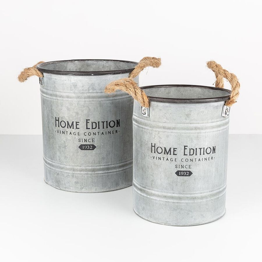 Cubo de metal Zinc Vintage en varias medidas