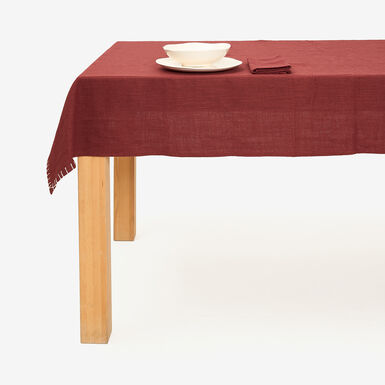 Mantel de algodón vino pespunte crudo Arosa 140x250cm