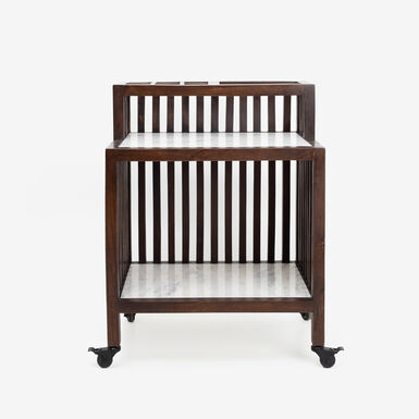 Mueble bar con ruedas de madera de olmo reciclada Pisco 70x50x91cm