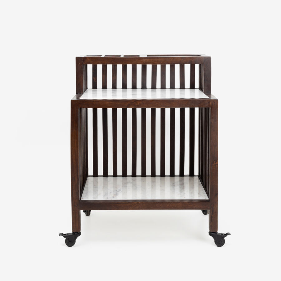 Mueble bar con ruedas de madera de olmo reciclada Pisco 70x50x91cm