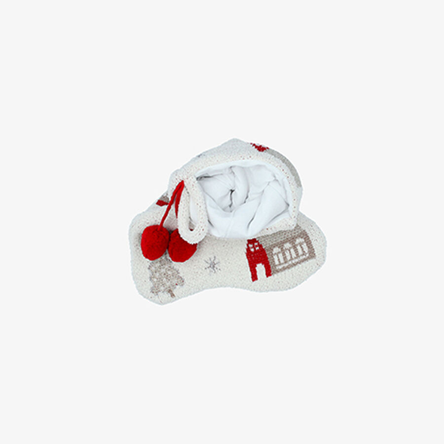 Calcet&iacute;n de Navidad de punto blanco con casitas Wish