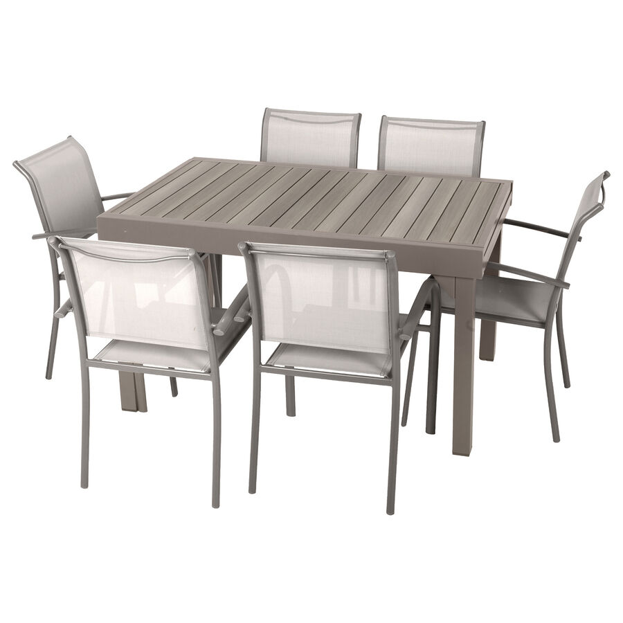 Mesa extensible gris de aluminio Palma 140/270x90cm