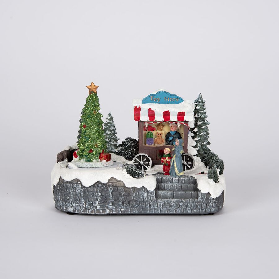 Figura decorativa Pueblo de Navidad con luz LED 20cm en varios modelos