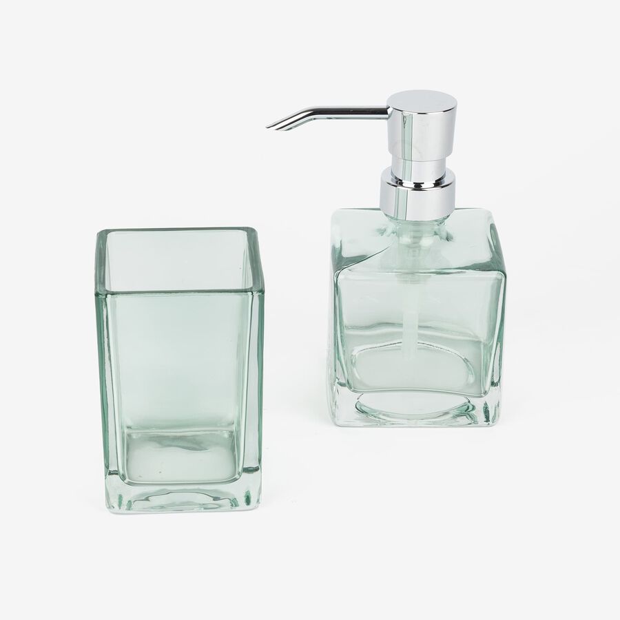 Vaso portacepillos de vidrio verde Cube 10c