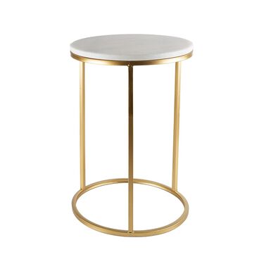 Mesa dorada sobre mármol Ø35x52cm Clau&Chloe