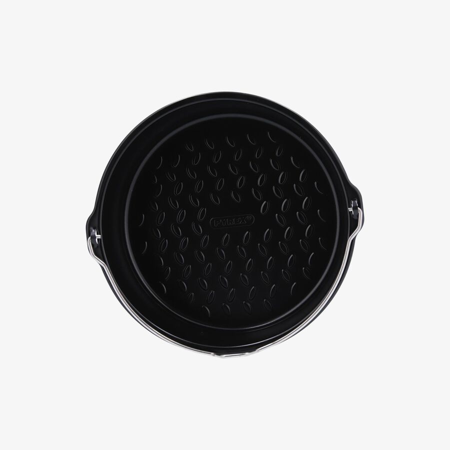 Molde redondo con asa de airfryer gris de acero 