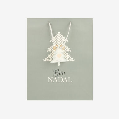 Bolsa de papel para regalo gris Nordic L