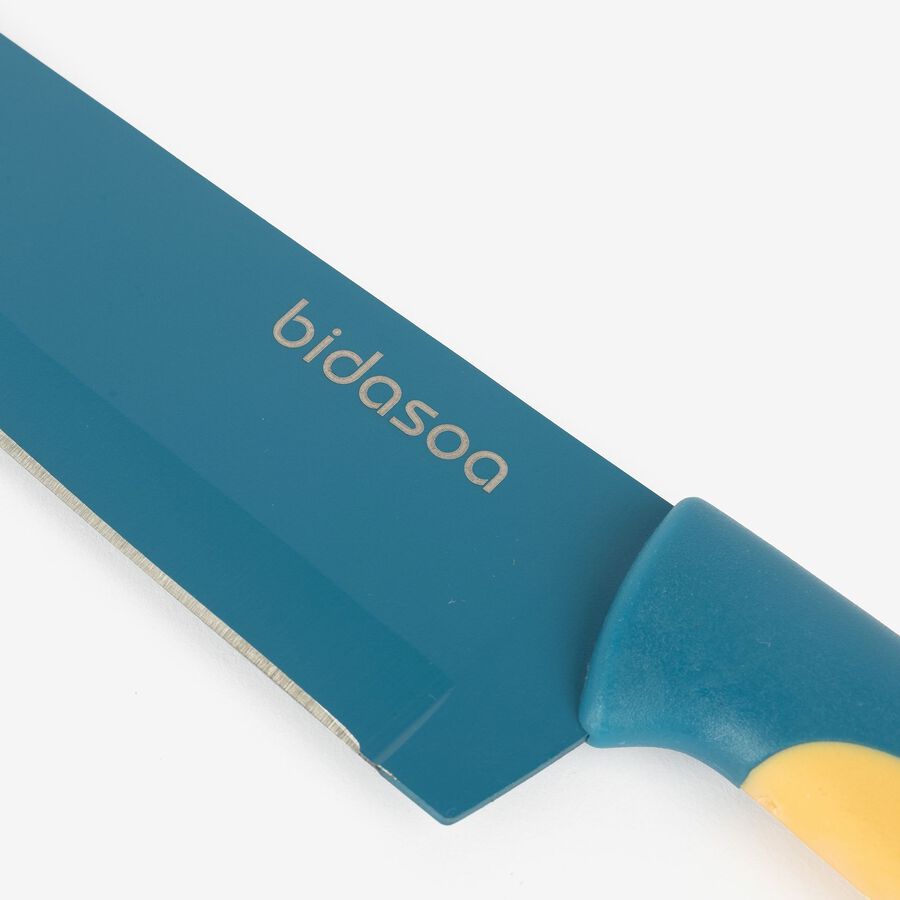 Set de 4 cuchillos y tabla de cortar azul