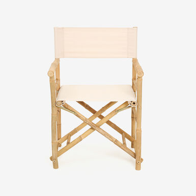 Silla de jardín de director de bambú blanca Chios 58x44x88cm