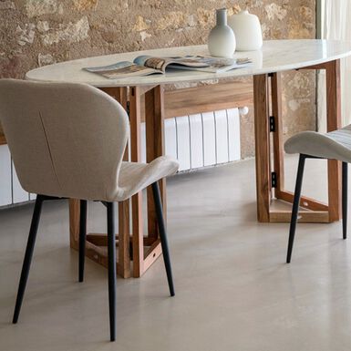 Silla de comedor beige Lydia 54x50x86cm Clau&Chloe