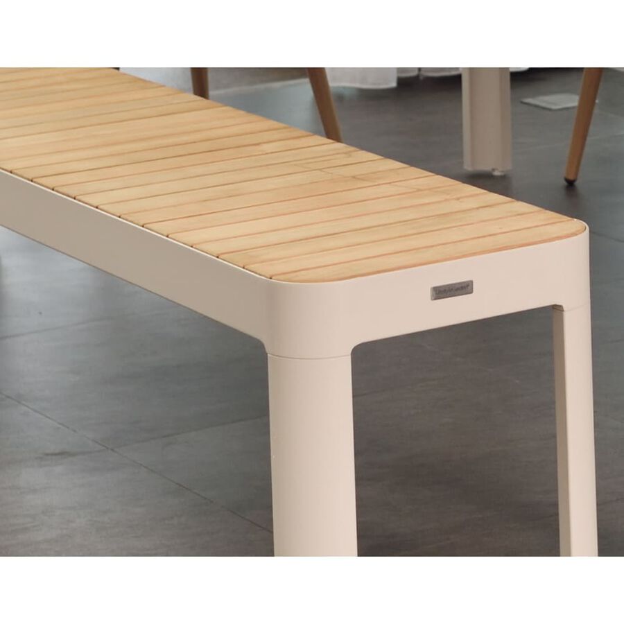 Banco de jard&iacute;n blanco de madera y aluminio 181x40x45cm