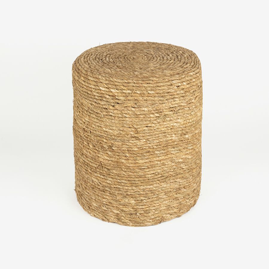 Puf de junco marr&oacute;n Adie &Oslash;34x42cm