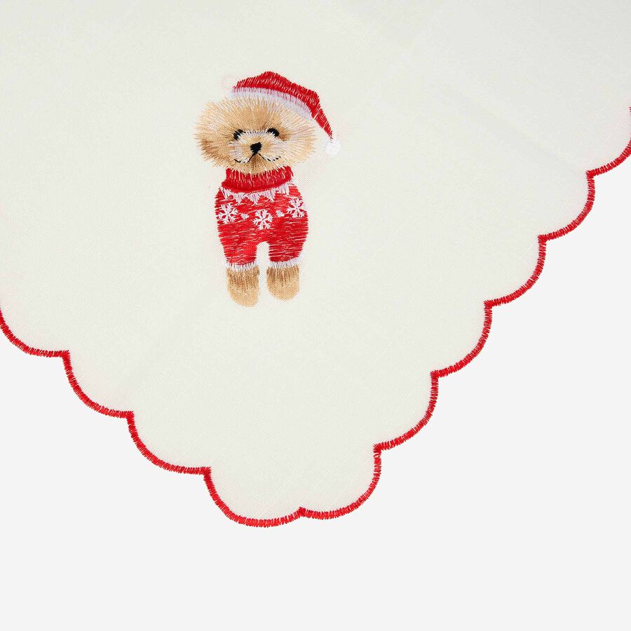 Servilleta blanca bordada Perro 45x45cm