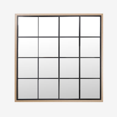 Espejo de pared ventana de metal y madera MDF acabado pulido 90x90x2cm