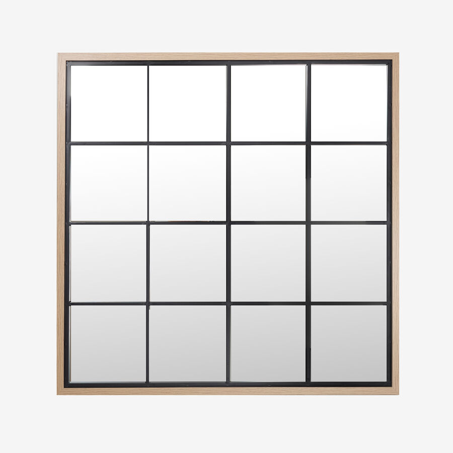 Espejo de pared ventana de metal y madera MDF acabado pulido 90x90x2cm