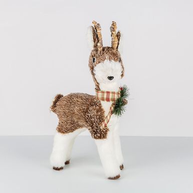 Figura decorativa Ciervo con bufanda a cuadros 43cm