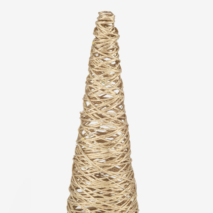 Árbol decorativo de rafia dorado con luz LED Luys 40cm