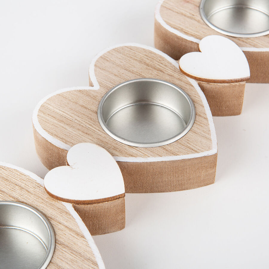 Centro de 3 portavelas de corazones 27x9cm