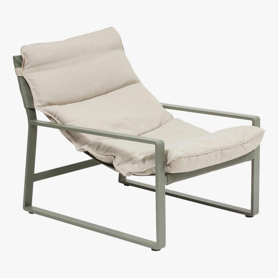 Sillon reclinable de jard&iacute;n de aluminio verde Lambor 151x69x73cm
