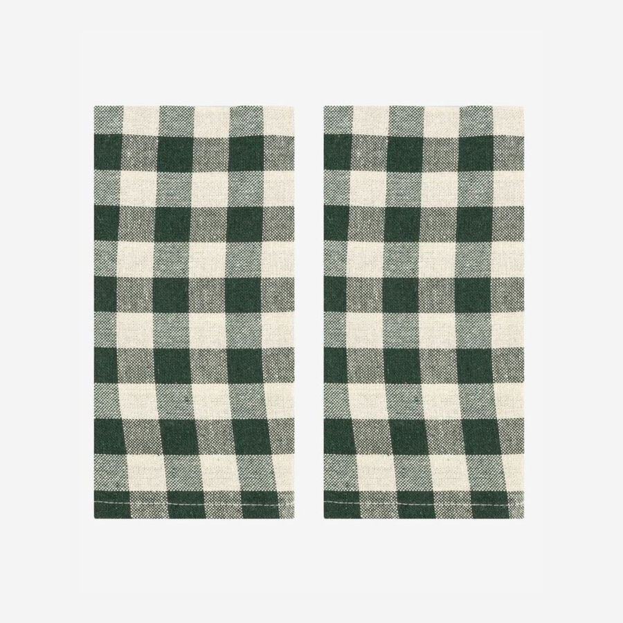 Set de 2 servilletas de algodón verde Vichy43x43cm