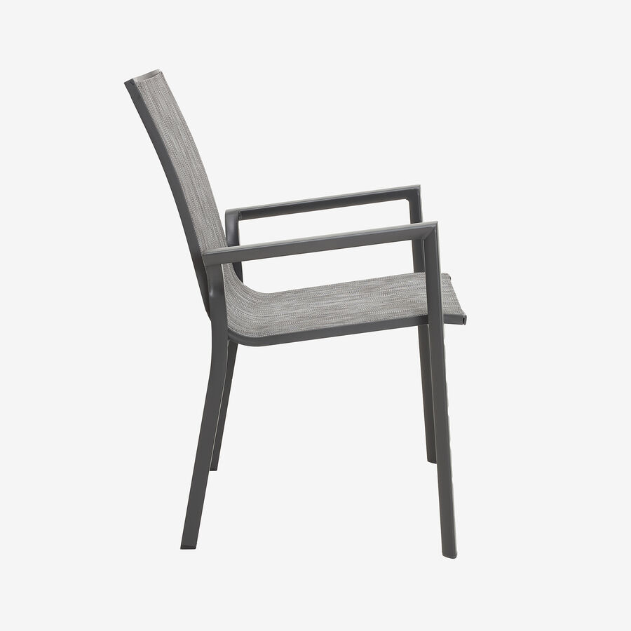 Silla de jardín apilable de aluminio y textilene gris 58x65x91,5cm
