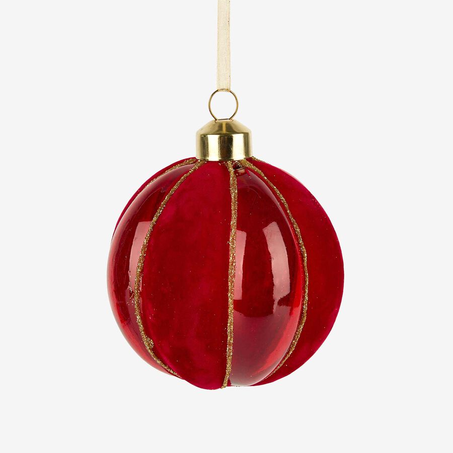 Set de 12 bolas decorativas de cristal y velvet rojo