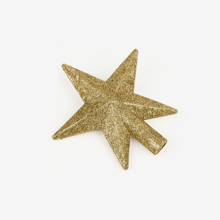 Estrella para árbol con purpurina dorada