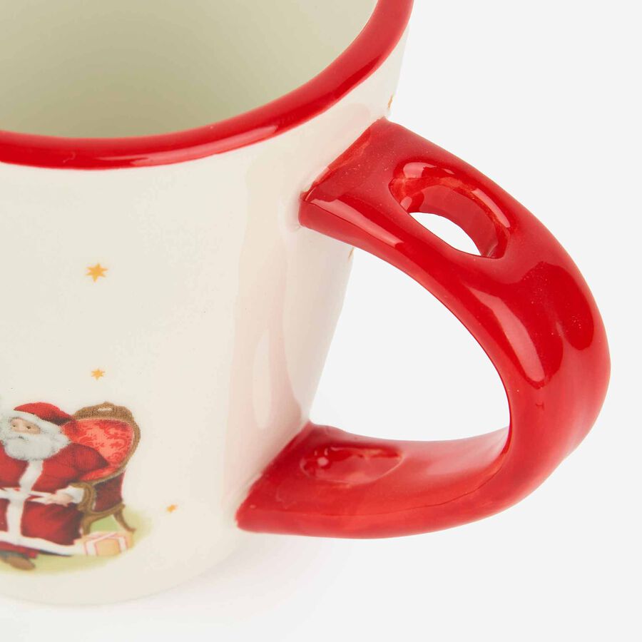 Mug de cerámica con cuchara Santa Claus con árbol