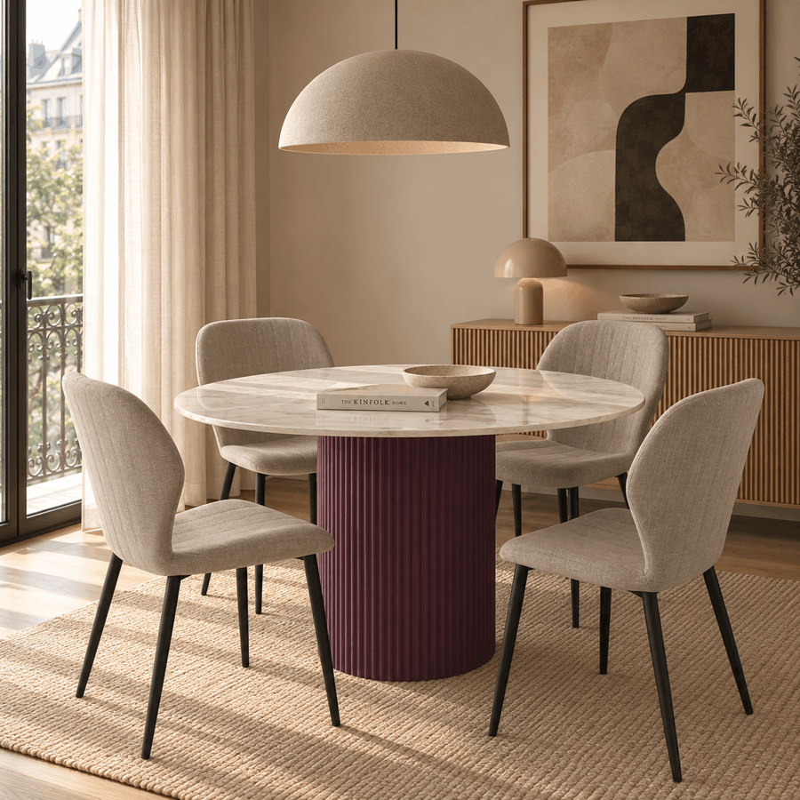 Mesa de comedor de madera de mango y m&aacute;rmol Zurich &Oslash;120x76cm Clau&Chloe