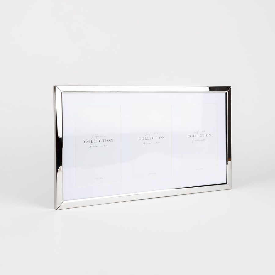 Marco de 3 fotos de metal plateado Kilim 10x15cm