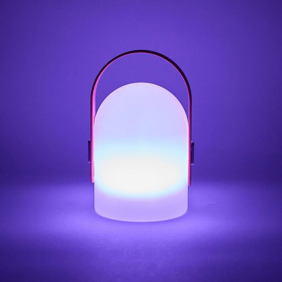 Lámpara de mesa para exterior LED con asa y USB Ø13x25cm