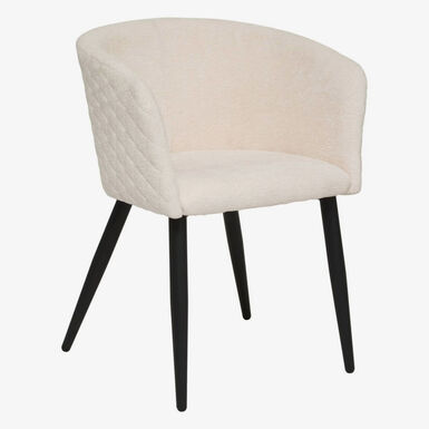 Sill&oacute;n de comedor marfil de chenilla con patas negras Zarel 