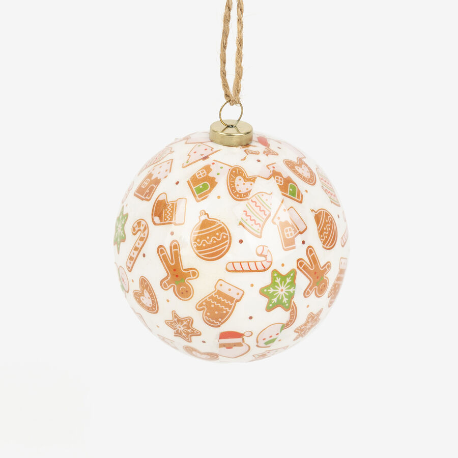 Set de 6 bolas decorativas blancas y rojas Ø7,5cm