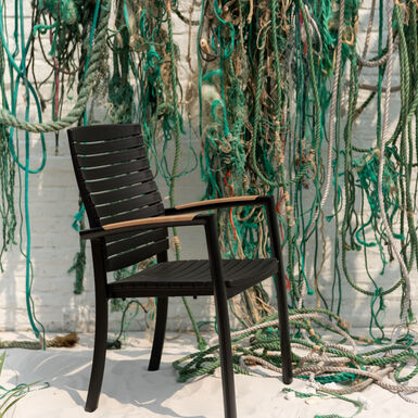 Silla de jardín negra de aluminio y DuraOcean 61x55x92cm