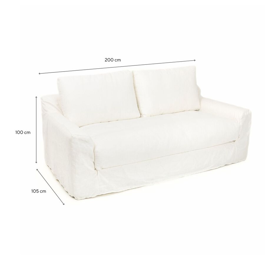 Sofá de 3 plazas de lino blanco Ibi 200x105x100cm Clau&Chloe