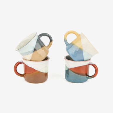 Set de 4 tazas de cer&aacute;mica de colores 13cl