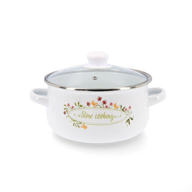 Cacerola blanca de acero esmaltado Slow &Oslash;22cm