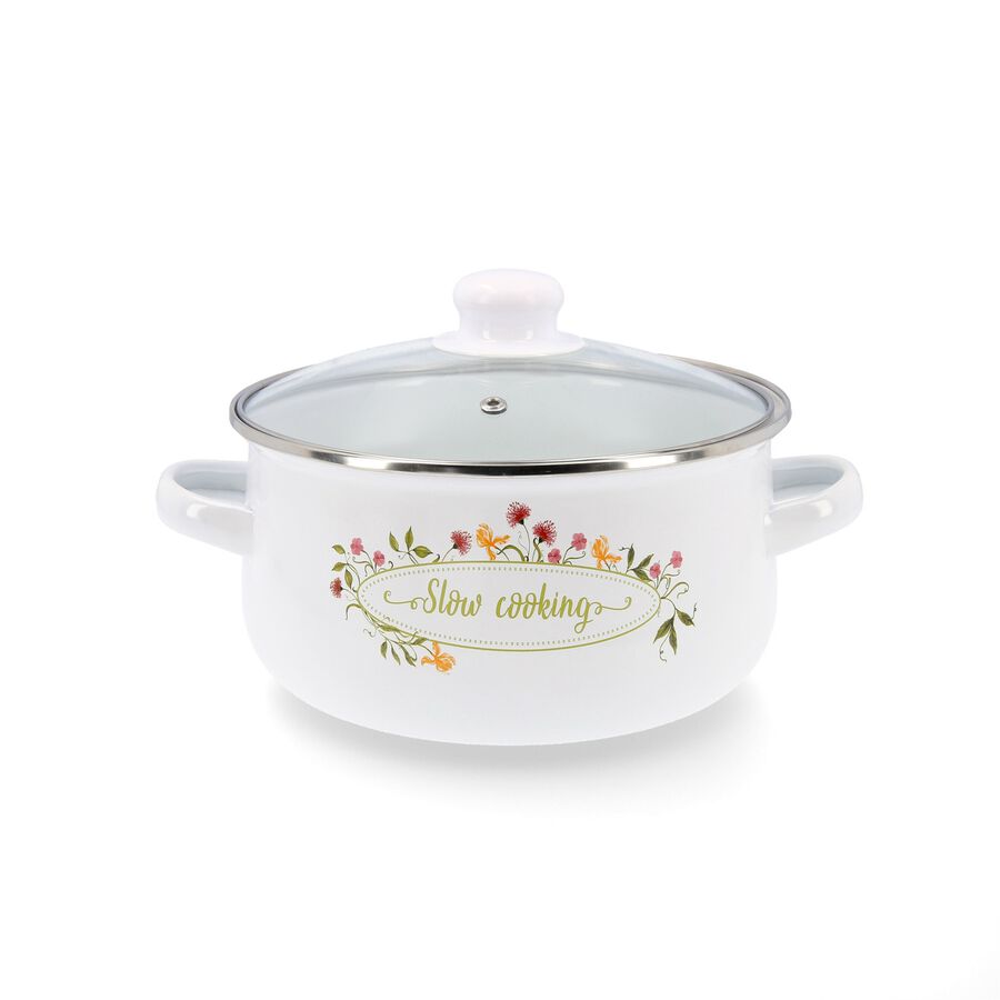 Cacerola blanca de acero esmaltado Slow &Oslash;22cm
