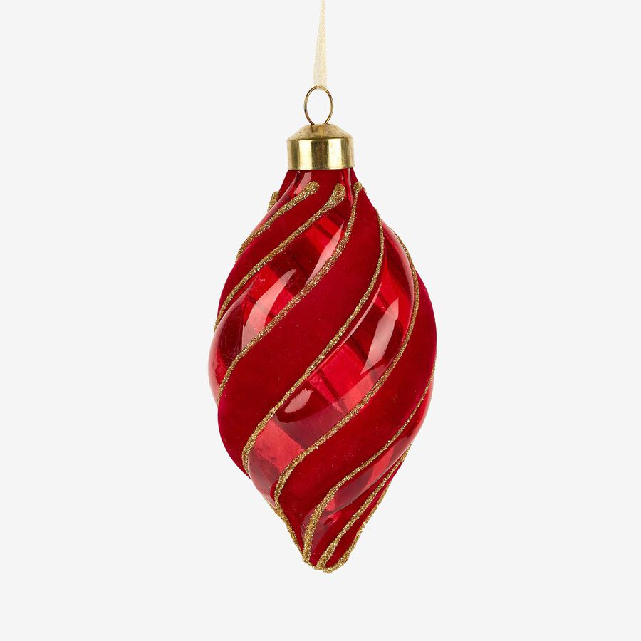 Set de 12 bolas decorativas de cristal y velvet rojo