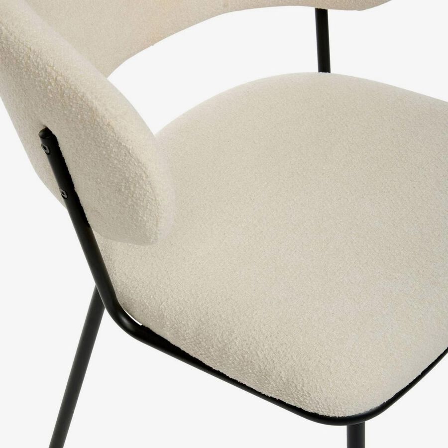 Sill&oacute;n de comedor marfil de chenilla Borel 