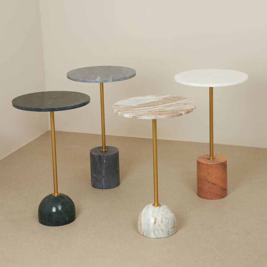 Mesa auxiliar de m&aacute;rmol blanco Kern &Oslash;35x61cm Clau&Chloe