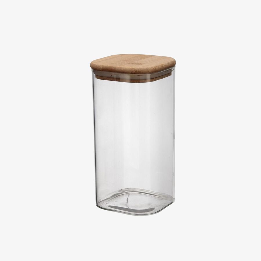 Tarro de cristal con tapa de bamb&uacute; Brila 1,4L