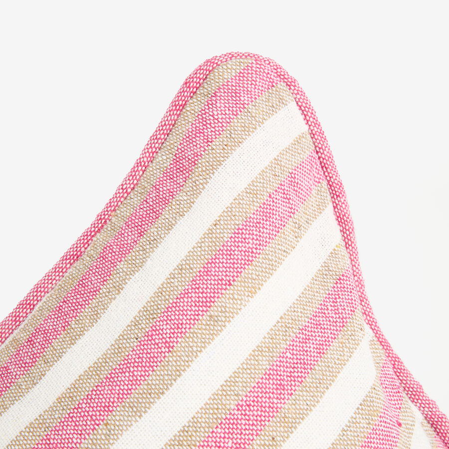 Funda de coj&iacute;n de algod&oacute;n rayas rosas y verdes Marita 45x45cm