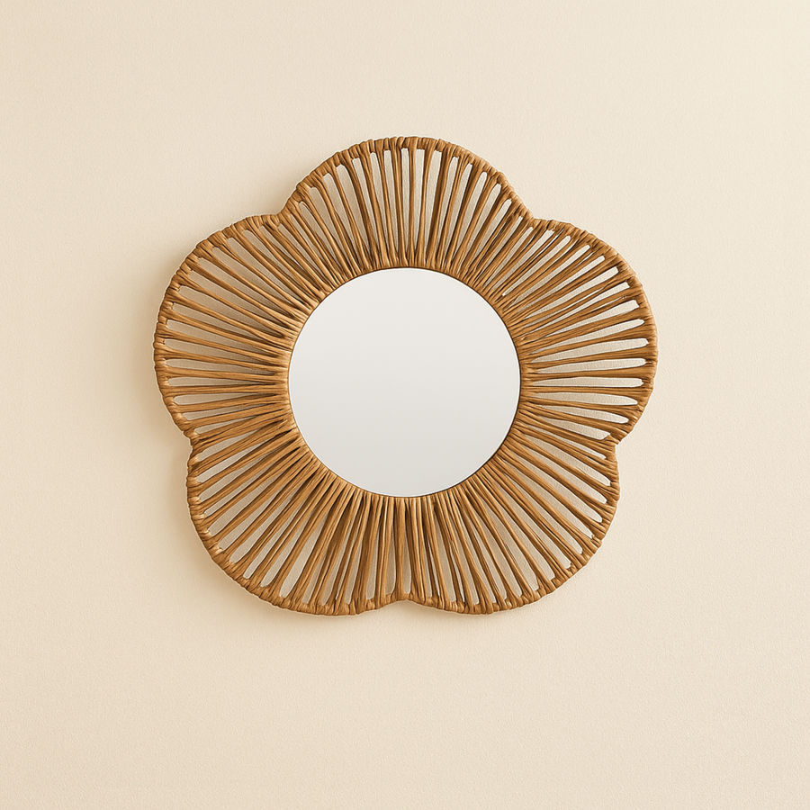 Espejo de pared de fibras naturales Flora &Oslash;38cm
