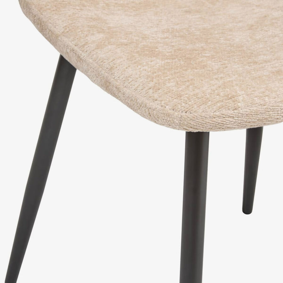 Silla de comedor beige de chenilla Tavel 