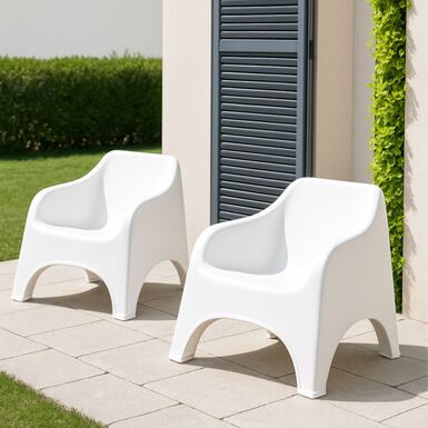 Silla de jard&iacute;n apilable de polipropileno blanca Patmos 78x71x79cm