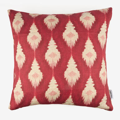 Funda de coj&iacute;n algod&oacute;n fucsia Ikat 45x45cm