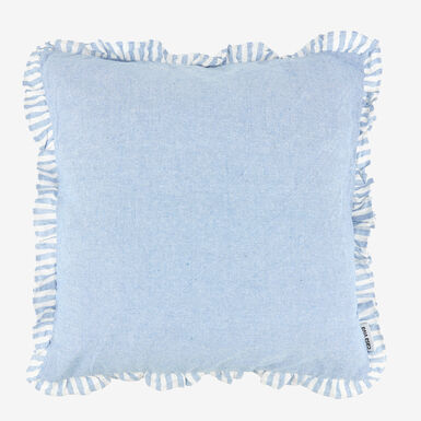 Funda de cojín de algodón volante azul Timoti 45x45cm