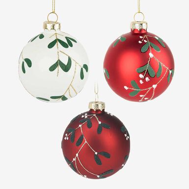 Set de 12 bolas decoradas acebo Ø8cm